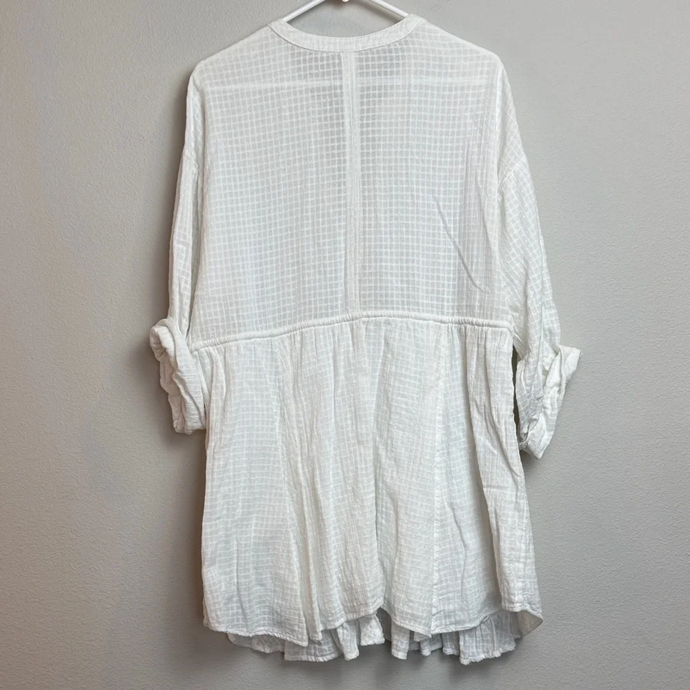 Free People White Boho Mini Dress with Ties & Pockets - L - Picture 8 of 11